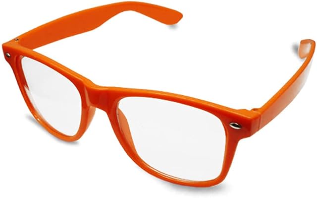 Stylish Neon Geek Glasses Festival Fun Party wear 80's Coloured Fancy Dress Costume (Orange)
