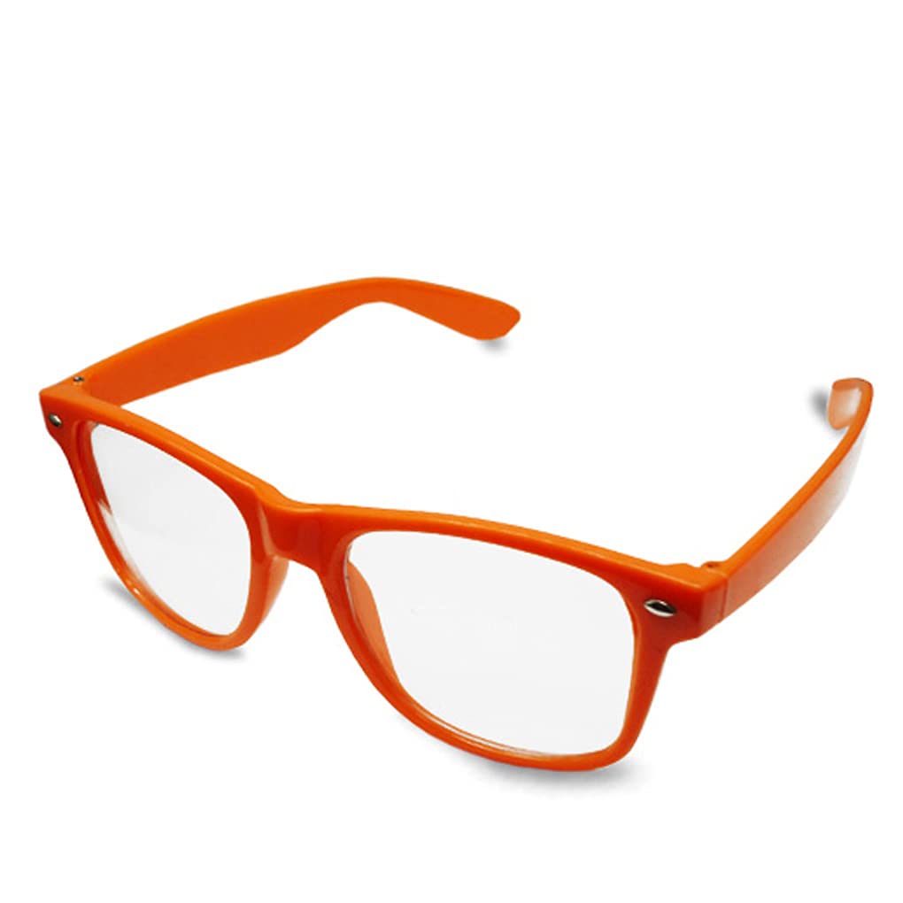 GAPlus Stylish Neon Geek Glasses Festival Fun Party wear 80's Coloured Fancy Dress Costume (Orange)