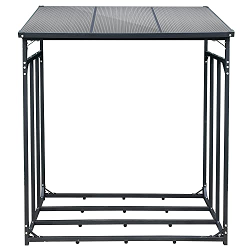 SCHMIDT security tools Kaminholzregal 143x70x145cm Aluminium Anthrazit Brennholzregal Holzstappelhilfe Holzunterstand 1, 4 m³ Holz- Regal