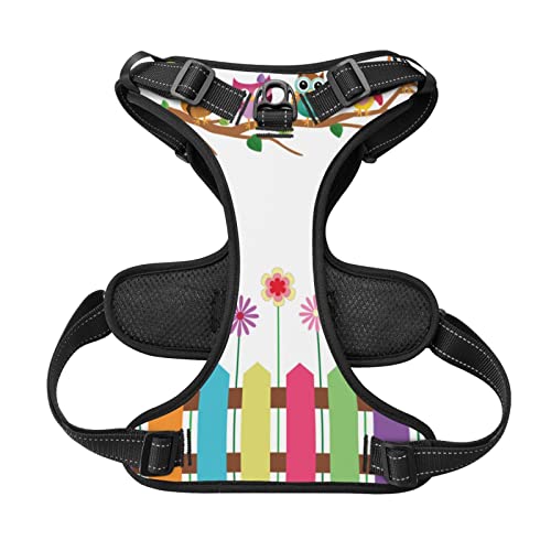 Harnais anti-traction pour animal qui tire en laisse avec motif hiboux