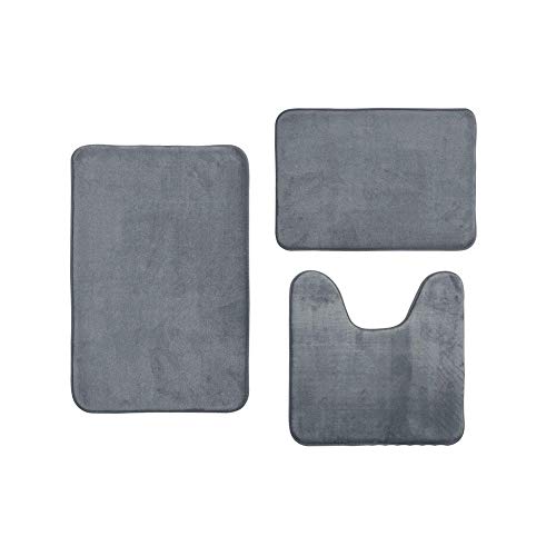 FIRSS Anti-Rutsch-Badvorleger 3-teiliges Set Bodenteppich rutschfeste Badematten Waschbar Weiches WC Vorleger Toilette…