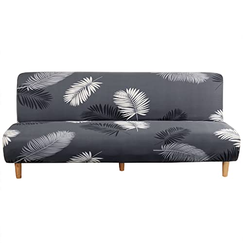 ShowyLive Housse de canapé sans Bras, Housse de canape Clic Clac 3 Places Extensible, Protect Pliant canapé-lit, Gris Noir