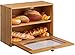 Caja de pan de bambú de 2 capas de gran capacidad para almacenamiento de pan con ventana transparente, adecuada para cocina o mesa de comedor, natural