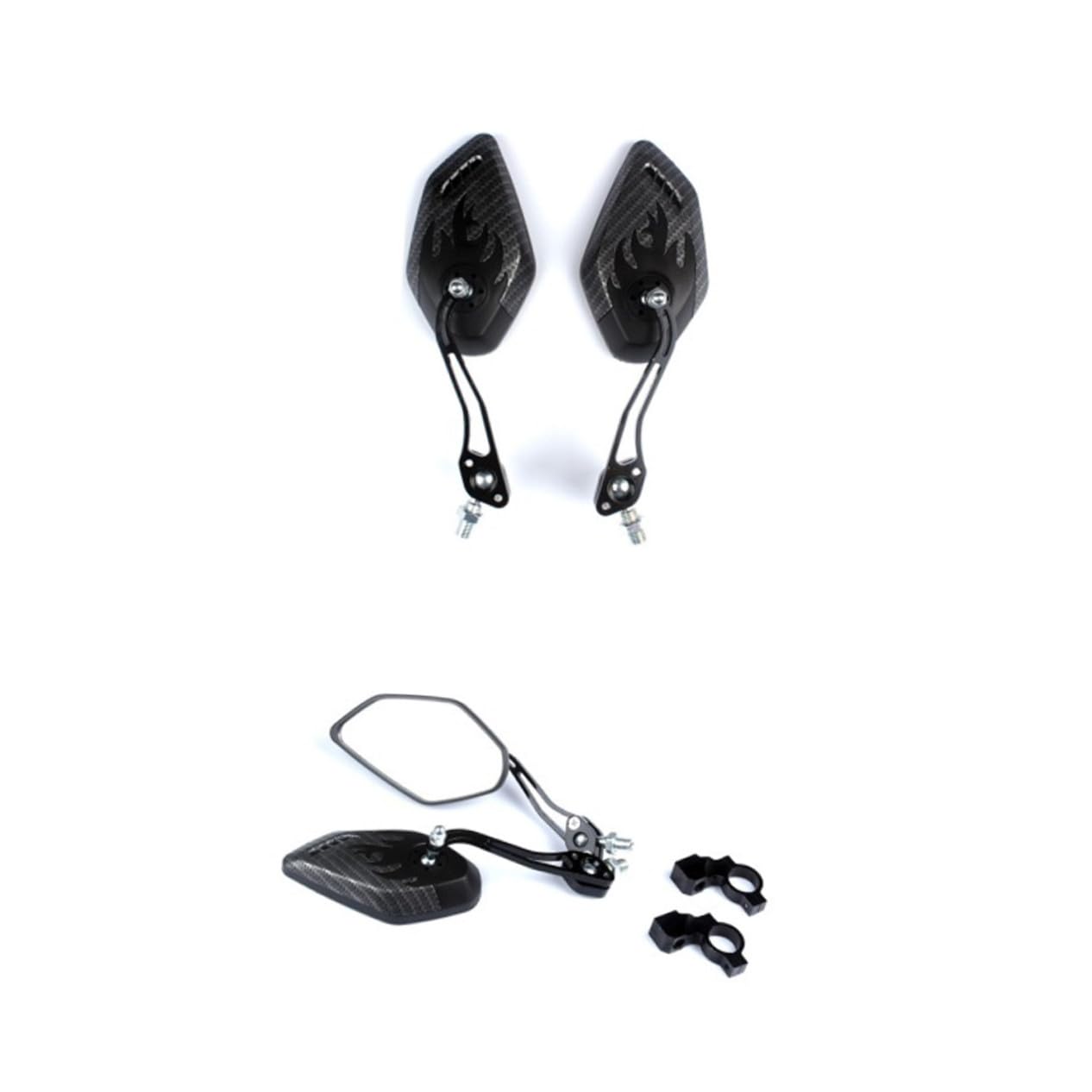 Specchietto Manubrio per Bici da Corsa in Fibra di Carbonio Nero, Leggero e Resistente, Angolo Ampio Regolabile, Facile da Installare, Set per Manubrio 21-23mm