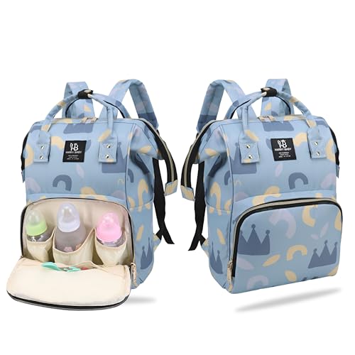 Image of BEMBIKA Diaper Bags For Mom And Dad Kids Diaper Bags For Travel Backpack With Small Bottle Pouch For Multi-Function Waterproof And Large Capacity-(Sky blue)