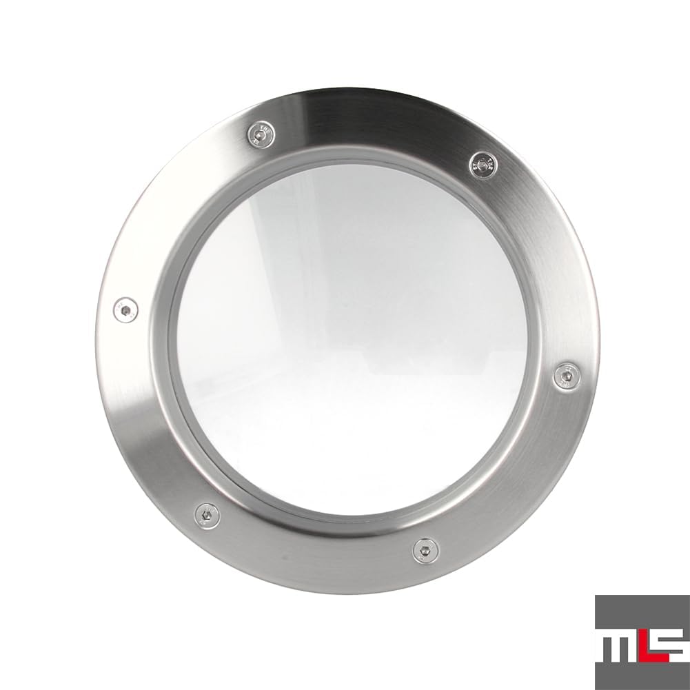 MLS Oblò B4000, Oblò per Porte, in Acciaio Inox, Vetro di Sicurezza, Adatto ha Porte di Spessore 40 mm, Viti di Fissaggio Visibili su Entrambi i Lati, Diametro 400 mm, Vetro Trasparente
