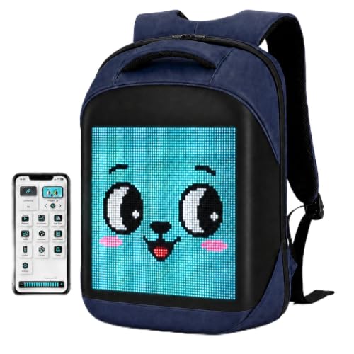 Image of Led Backpack with Programmable Screen,Laptop Backpack with APP Control,17 inch Waterproof Led Bag,Travel, Motorcycle Bag,Scooter Backpack,Blue(Power Bank Not Included)
