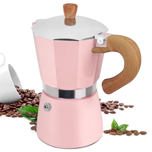 Supvision Cafetera italiana de aluminio para 6 tazas, 300 ml, cafetera de café expreso, cafetera moca, percolador para estufa de cerámica eléctrica, cafeteras clásicas Greca, portátiles para una fácil