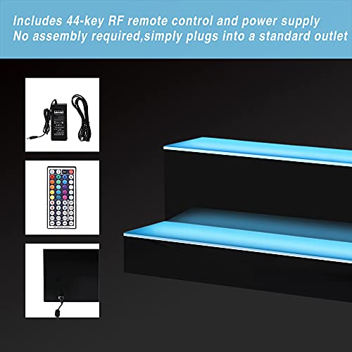 Image of MESAlLUP Acrylic 20 Inch 2 Tier LED Liquor Bottle Display Shelf, Lighted Bar Shelves with APP or Remote Control, Mulit Color Lighting for Home Mini Bars Decor, Restaurants & Party Use