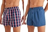 Tommy Hilfiger Herren 2P Woven Boxer Print Boxershorts, Petrol Blue/Classic Plaid, XL