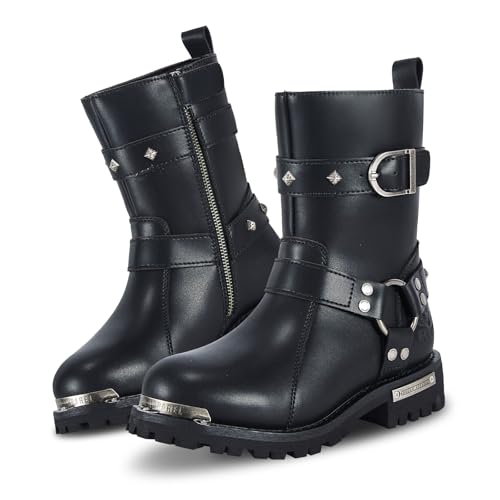 Women's Motorcycle Boots PU Leather Waterproof With Side Zipper For Motorbike Riding Work Outdoor