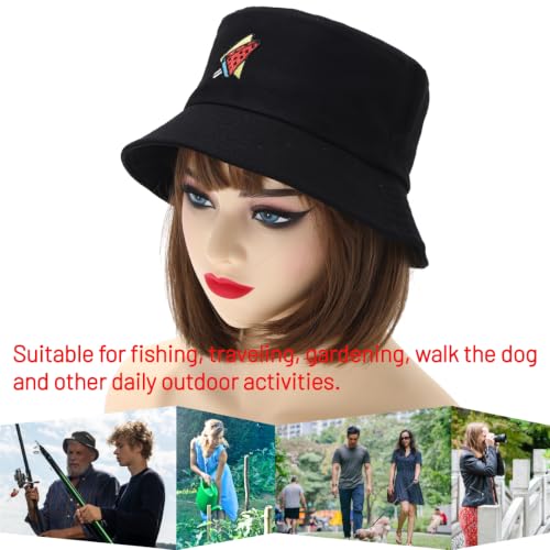 Image of Cotton Bucket Hat for Women Men Summer Travel Sun Beach Bucket Cap, Unisex Outdoor Fisherman Hat