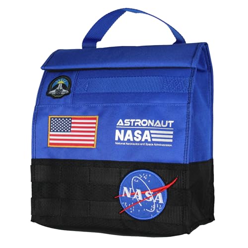 NASA Roll Top Lunch Box - Space Astronaut Meatball Logo Insulated Food Tote Carry Bag With Embroidered Patch Details 10