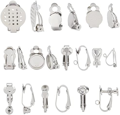 SUNNYCLUE 1 Box 36Pcs 9 Style Clip-on Earring Findings Adjustment Earring Clip Backs Clip on Earring Converter Non Pierced Earrings Earring Pads for Women Adult Jewellery Making DIY Crafts Supplies