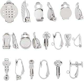 SUNNYCLUE 1 Box 36Pcs 9 Style Clip-on Earring Findings Adjustment Earring Clip Backs Clip on Earring Converter Non Pierced Earrings Earring Pads for Women Adult Jewellery Making DIY Crafts Supplies