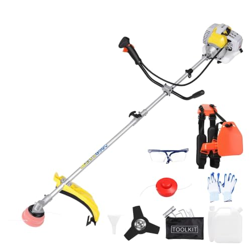 52CC Gas Weed Wacker, 2-Stroke Gas String Trimmer and Brush Cutter with 3-Teeth Blade, 2.2KW 8500RPM...