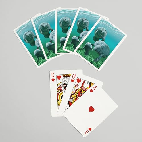 Baraja de 52 cartas para adultos de tamaño póker Manatees miniatura 7