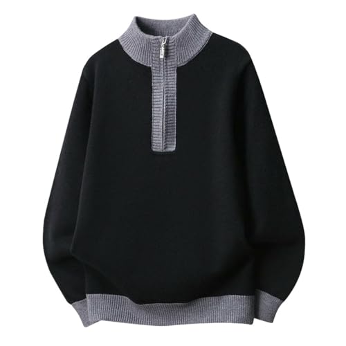 Jersey de punto casual para hombre con cuello con cremallera en color gris ideal para diario