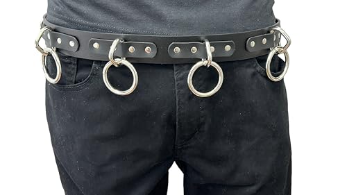 Grade A Bondage Belt Silver Ring Genuine Leather Punk Goth Style3