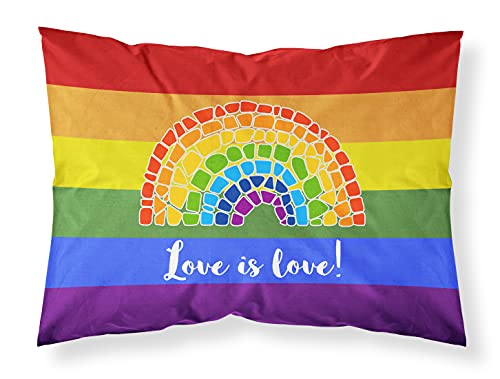 Caroline's Treasures CK8018PILLOWCASE Gay Pride Love is Love Mosaic Rainbow Fabric Standard Pillowcase Lightweight Super Soft Easy Care Decorative Artwork Pillowcase, Standard