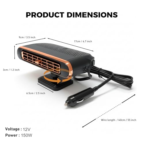 Car Heaters for Vehicle, Portable Car Heater 12v that Plugs into Cigarette Lighter, Defroster for Car Windshield, 2 in 1 Heating & Cooling Fast Heating Defrost Defogger with Rotation Stand Holder by Generic - Image 2