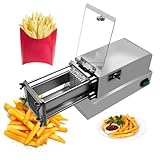 Cortador de Patatas Eléctrico, Cortador de Papas Fritas Grado Profesional Corta Patata Acero Inoxidable con 4 Cuchillas para Uso Doméstico