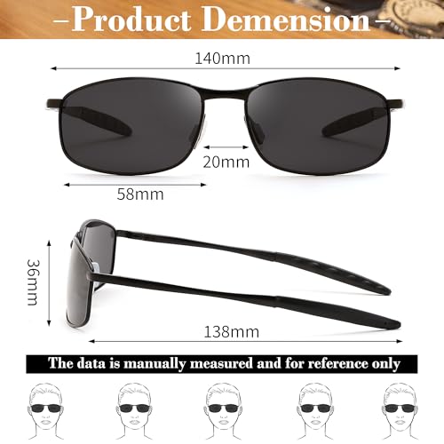 Image of FEISEDY Rectangle Polarized Square Sunglasses for Men Women B2444 | Photochromic, Night Vision, Automatically darken in sunlight, 100% UV400, Driving, Fishing, Climate Pledge Friendly
