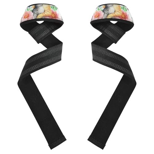 STAYTOP Cute Cats and Butterflies Wrist Straps for Weightlifting,Lifting Straps with Neoprene Cushioned Wrist Padded and Anti-Skid Silicone for Strength Training,Bodybuilding,Deadlifting