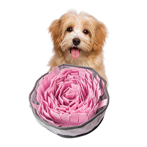 vocheer Dog Sniffing Mat, Pet Training Feeding Skills for Cats, Dogs, Portable Travel Use for Stress Relief, Rose Cover