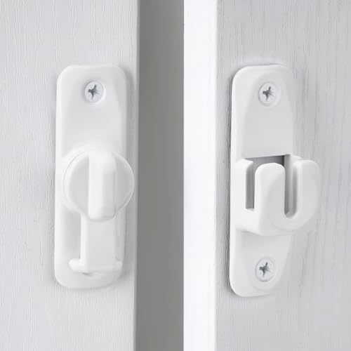 Image of INIRET 4 Packs Barn Door Latches,White 90 /180 Degree Gate Lock,Zinc Alloy Right Angle Door Lock Latch,Flip Gate Latches Hardware,Door Security Sliding Door Latch Lock fo Cabinets,Bathroom,Barn Door