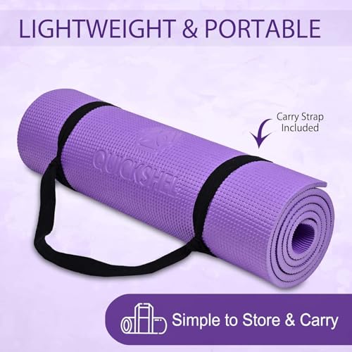 Image of Yoga mats Exercise Mat Anti-Skid Water /Dirt Proof Lightweight easy to Carry for home and gym workouts for men women children with Carry Strap (2fts x 6fts) (6mm Thickness) (PURPLE)