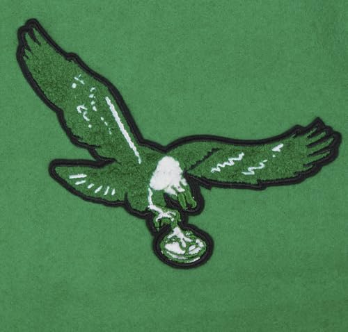Pro Standard Mens NFL Philadelphia Eagles Old English Varsity Jacket Kelly Green/White L - Image 6