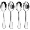 VIVANI 4-Piece Serving Spoons Set, Include 2 Serving Spoons and 2 Slotted Spoons, Large Cutlery for Buffet, Catering and Party, 8.5 Inches,Mirror Polished, Dishwasher Safe
