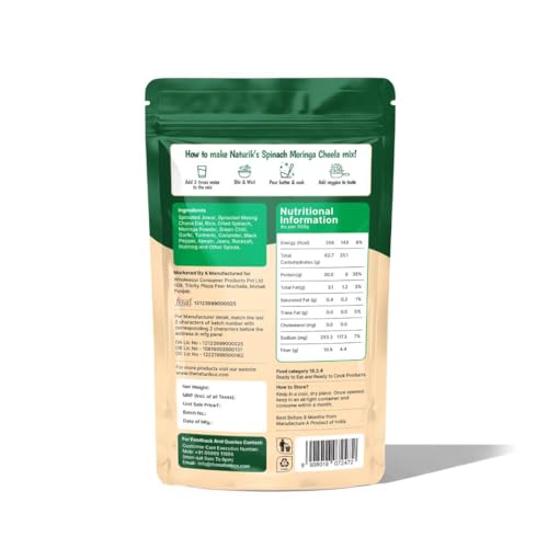 Image of The Naturik Co Spinach Moringa Cheela Mix 200g (Pack of 4) - Ready to Cook Chilla /Dosa Mix| Healthy & Instant Breakfast | Anytime Snack for Kids and Family | As Seen On Shark Tank