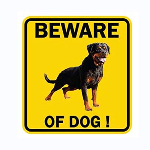 OTA Sticker Beware of Dog Rottweiler Yellow Sign Symbol Logo Picture Warning Alert Security Safety for CAR Fence Wall Window Bumper Laptop Home House Garden