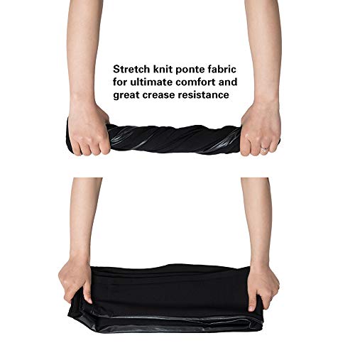 Asoran Women's Dress Pants Black Tuxedo Work Pants Stretch Skinny Slacks with Leather Stripe for Casual Business Office4