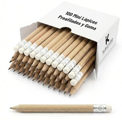 Pack de 100 Mini Lápices madera cortos Golf ya Preafilados con