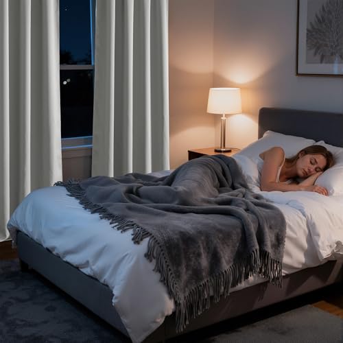Image of RYB HOME 100% Blackout Short Curtains for Small Window, Thermal Insulated Noise Reducing Back Tab Curtains for Nursery Bathroom Basement, 42 inches Wide by 54 inches Long, Sliver Grey