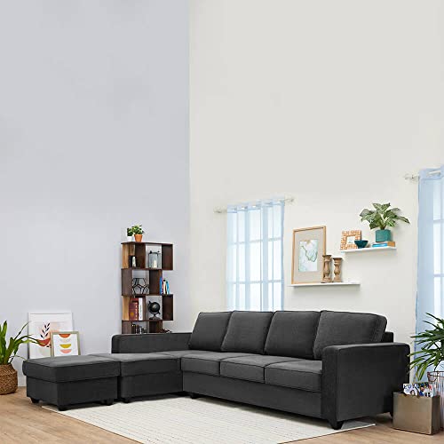Image of Wakefit Sofa Set | 3 Year Warranty | Sofa 3 Seater, 3 Seater Sofa for Living Room, Wooden Sofa Set, 3 Seater + Left Aligned, Sofa for Living Room - Napper(Malphino : Smoke Grey)