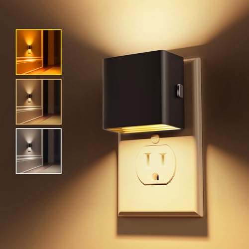 Image of L LOHAS LED Night Lights Plug into Wall,[2-Pack] Plug in Night Light with Dusk to Dawn Sensor,3CCT 1600K /2700K /5000K,Brightness Adjustable,Nightlight for Adults Bathroom Bedroom