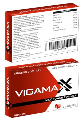 VIGAMAX 1000mg | 10 Tablets | 100% Natural Herbal Performance Supplement for Men UK, Extra Strong | Last Longer | Energy and Stamina Support | Ginseng Complex - Image 4