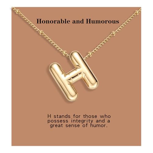 BOLAGTIER Chuncky Bubble Letter Necklace Trendy Jewelry Gift (H, Gold)