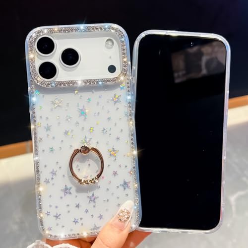 Coque Diamant iPhone 16 Pro Max transparente avec anneau pailleté - 5
