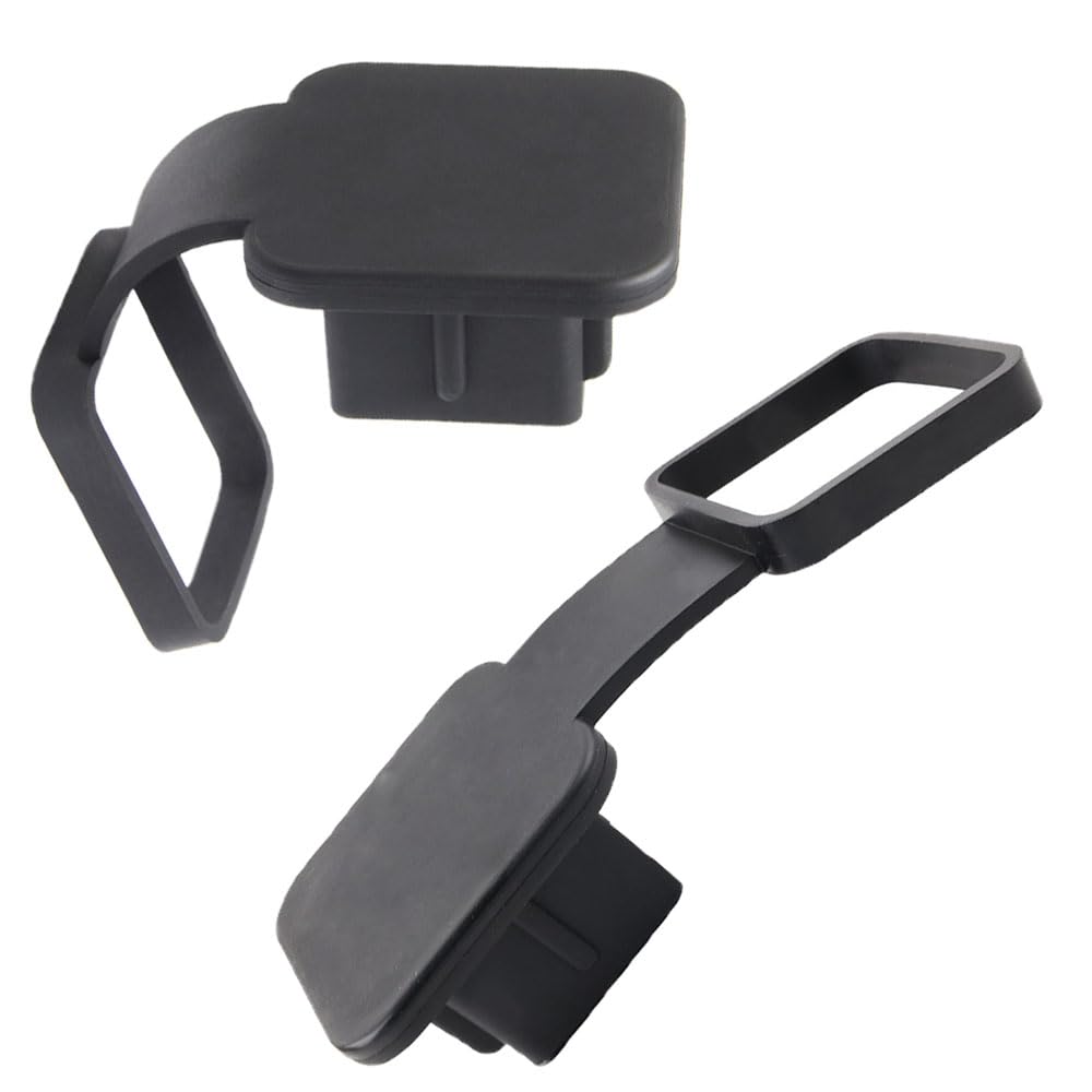 Esforzarse 2 Pack Black Trailer Hitch Cover Plug Cap Insert, 2 Inch Trailer Hitch Cover, Plug Cap Rubber, Trailer Hitch Cover Tube Plug Insert for Chevrolet Ford Toyota Porsche Jeep ect.
