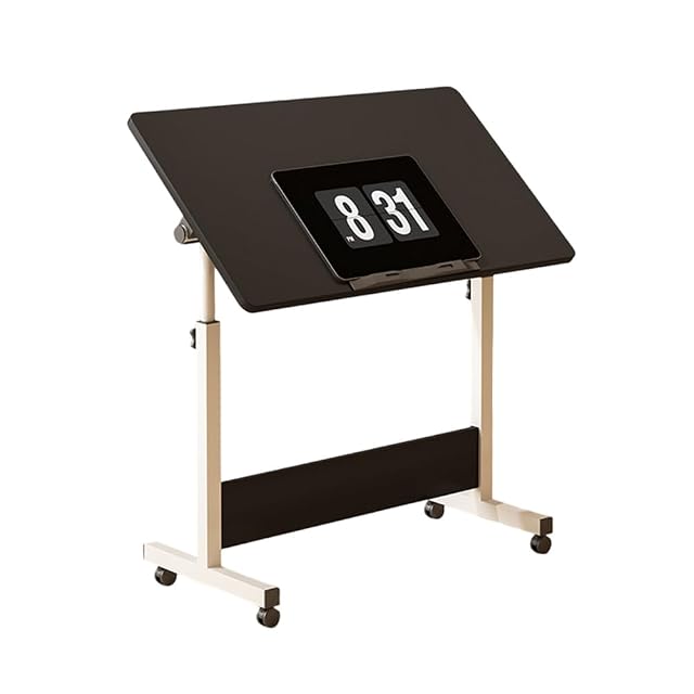 Small Standing Desk Foldable Stand Up Desk with Wheels Mobile Computer Table Adjustable Height Desktop Sit Stand Table