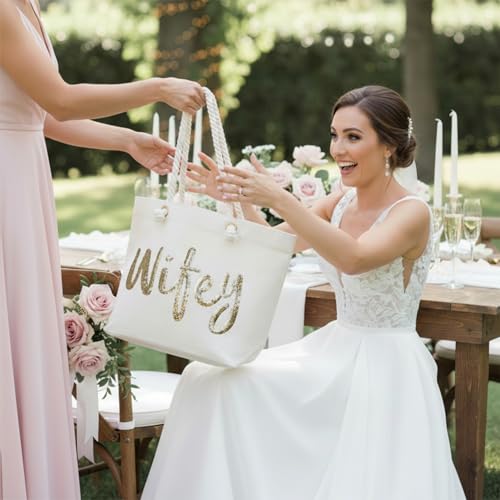 Bolso grande de yute para boda Elegantpark miniatura 2