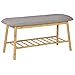 HOMCOM Banco Zapatero Moderno Mueble Recibidor de Bambú con Asiento Acolchado y Estante para Zapatos Entrada Pasillo 90x34x44 cm Color Natural y Gris