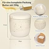 DEKAZIA® Französische Butterdose Wassergekühlt | Butterglocke, Butterfass, Französischer Buttertopf, Butterglocke Keramik, Butterbehälter, Butter Glocke 250gr Buttertopf