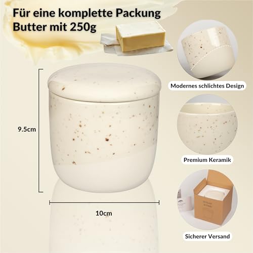 DEKAZIA® Französische Butterdose Wassergekühlt | Butterglocke, Butterfass, Französischer Buttertopf, Butterglocke Keramik, Butterbehälter, Butter Glocke 250gr Buttertopf