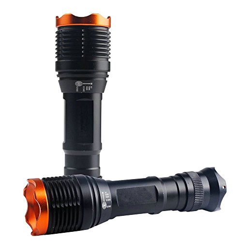 WorldoorKC01 LED 900 Lumen Handheld Flashlight,Cree XML T6 5 Mode Adjustable Focus Zoom Tactical Torch, Water Resistant Camping Lamp for Outdoor Sports,Powered By 1pcs 18650 Battery(Not Included)